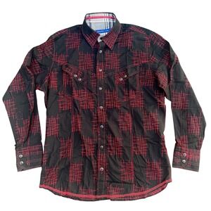 Georg Roth Los‎ Angeles Mens Western Shirt Black Red Embroidered Large